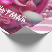 Vrolijk Kerstfeest Roze Bubble Gum | Aangepaste be Cadeaupapier (Hoek)