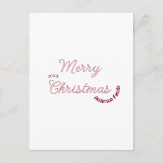 vrolijk kerstfeest roze familienaam 20xx pastel mo feestdagenkaart