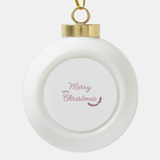 vrolijk kerstfeest roze familienaam 20xx pastel mo keramische bal ornament