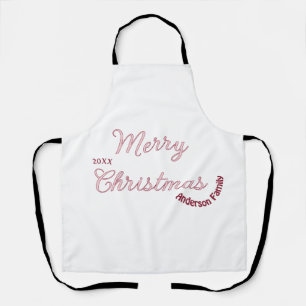 vrolijk kerstfeest roze familienaam 20xx pastel mo schort