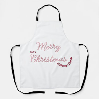 vrolijk kerstfeest roze familienaam 20xx pastel mo schort