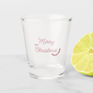 vrolijk kerstfeest roze familienaam 20xx pastel mo shot glas
