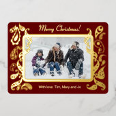 Vrolijk kerstfeest - roze gouden decoraties folie feestdagenkaart (Voorkant)