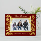 Vrolijk kerstfeest - roze gouden decoraties folie feestdagenkaart (Staand Voorkant)