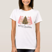 Vrolijk kerstfeest, roze kerstbomen t-shirt (Voorkant)