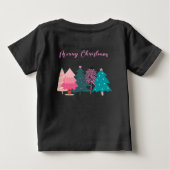 vrolijk kerstfeest roze kerstbomen werpkussen (Achterkant)