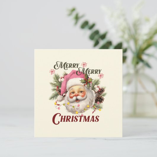 Vrolijk Kerstfeest - Roze Kerstman (Staand voorkant)