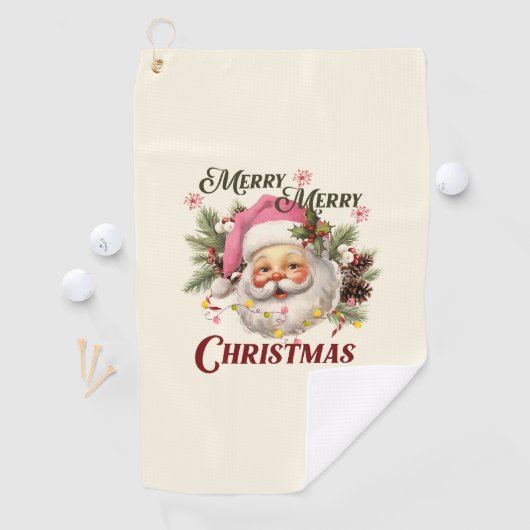 Vrolijk Kerstfeest - Roze Kerstman Golfhanddoek (Insitu)