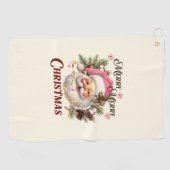 Vrolijk Kerstfeest - Roze Kerstman Golfhanddoek (Horizontaal)