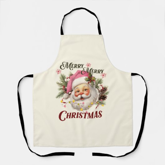 Vrolijk Kerstfeest - Roze Kerstman Schort (Voorkant)