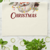 Vrolijk Kerstfeest - Roze Kerstman Theedoek (Gevouwen)