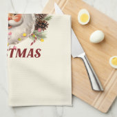 Vrolijk Kerstfeest - Roze Kerstman Theedoek (Quarter Fold)