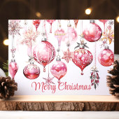 Vrolijk kerstfeest  roze Ornamenten Feestdagen Kaart