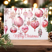 Vrolijk kerstfeest  roze Ornamenten Feestdagen Kaart