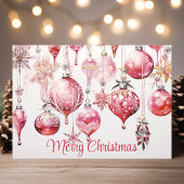 Vrolijk kerstfeest  roze Ornamenten Feestdagen Kaart
