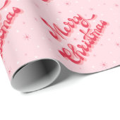 Vrolijk Kerstfeest Roze Retro Sterren Vakantie Cadeaupapier (Rol Hoek)