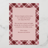 Vrolijk Kerstfeest Roze Rood Plaid Tartan Foto Folie Feestdagenkaart (Achterkant)
