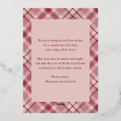 Vrolijk kerstfeest Roze ruit ruit foto Folie Feestdagenkaart (Achterkant)