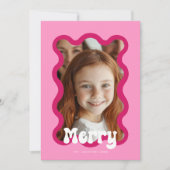 Vrolijk Kerstfeest Roze Scallop Wave Holiday Desig Feestdagenkaart (Voorkant)