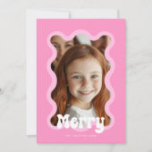 Vrolijk Kerstfeest Roze Scallop Wave Holiday Desig Feestdagenkaart (Voorkant)