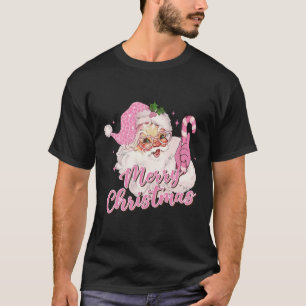 Vrolijk Kerstfeest Roze Sinterklaas Retro Xma T-shirt