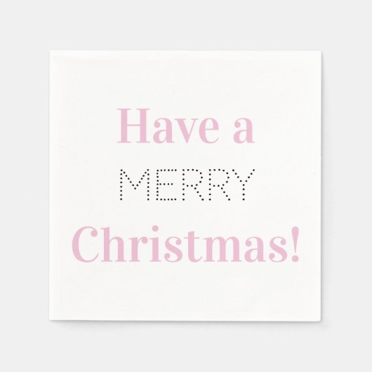 Vrolijk kerstfeest | Roze typografie Servet (Voorkant)