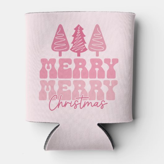 Vrolijk Kerstfeest - Roze Vakantie Ontwerp Blikjeskoeler (Voorkant)