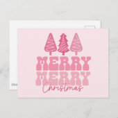 Vrolijk Kerstfeest - Roze Vakantie Ontwerp Briefkaart (Voorkant / Achterkant)