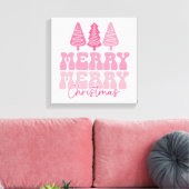Vrolijk Kerstfeest - Roze Vakantie Ontwerp Canvas Afdruk (Insitu (Woonkamer))