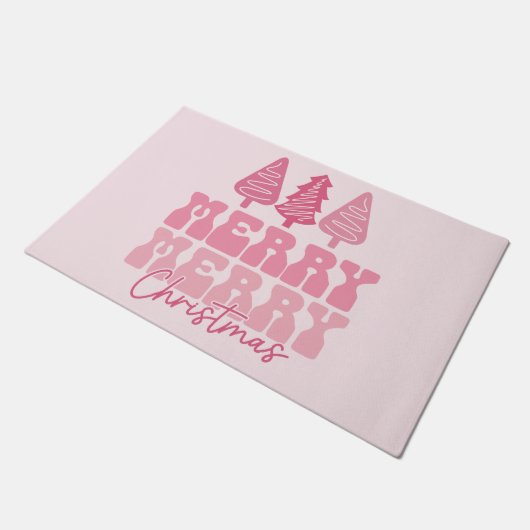 Vrolijk Kerstfeest - Roze Vakantie Ontwerp Deurmat (Schuin)
