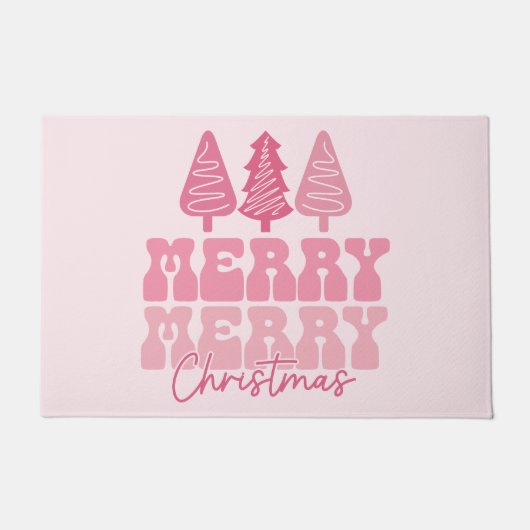 Vrolijk Kerstfeest - Roze Vakantie Ontwerp Deurmat (Voorkant)