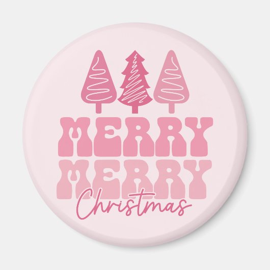 Vrolijk Kerstfeest - Roze Vakantie Ontwerp Magneet (Voorkant)