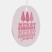 Vrolijk Kerstfeest - Roze Vakantie Ontwerp Metalen Ornament (Voorkant Rechts)