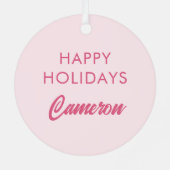 Vrolijk Kerstfeest - Roze Vakantie Ontwerp Metalen Ornament (Achterkant)