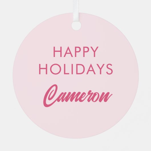 Vrolijk Kerstfeest - Roze Vakantie Ontwerp Metalen Ornament (Achterkant)