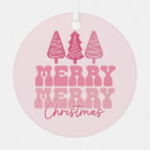 Vrolijk Kerstfeest - Roze Vakantie Ontwerp Metalen Ornament (Voorkant)