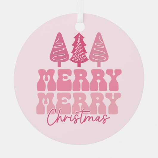 Vrolijk Kerstfeest - Roze Vakantie Ontwerp Metalen Ornament (Voorkant)