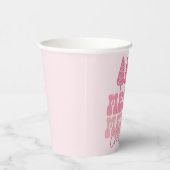 Vrolijk Kerstfeest - Roze Vakantie Ontwerp Papieren Bekers (Rechts)