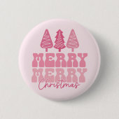 Vrolijk Kerstfeest - Roze Vakantie Ontwerp Ronde Button 5,7 Cm (Voorkant)