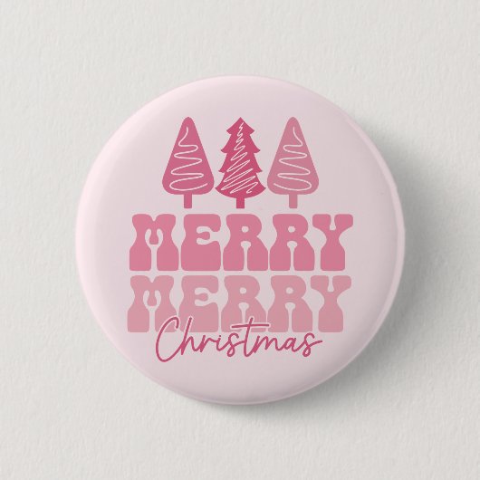 Vrolijk Kerstfeest - Roze Vakantie Ontwerp Ronde Button 5,7 Cm (Voorkant)