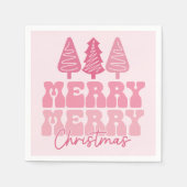 Vrolijk Kerstfeest - Roze Vakantie Ontwerp Servet (Voorkant)