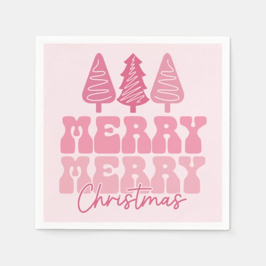 Vrolijk Kerstfeest - Roze Vakantie Ontwerp Servet (Voorkant)