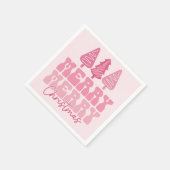 Vrolijk Kerstfeest - Roze Vakantie Ontwerp Servet (Hoek)
