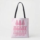 Vrolijk Kerstfeest - Roze Vakantie Ontwerp Tote Bag (Voorkant)