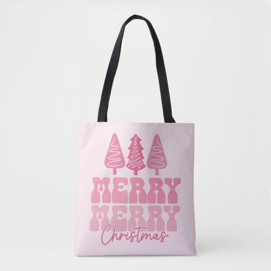 Vrolijk Kerstfeest - Roze Vakantie Ontwerp Tote Bag (Voorkant)