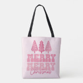Vrolijk Kerstfeest - Roze Vakantie Ontwerp Tote Bag (Achterkant)