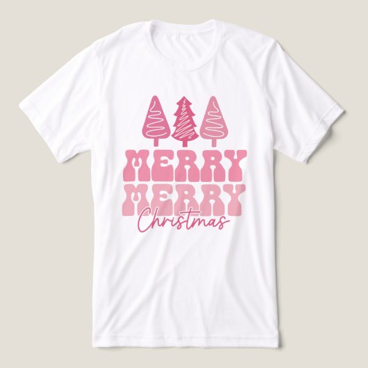 Vrolijk Kerstfeest - Roze Vakantie Ontwerp Tri-Blend Shirt (Design voorkant)