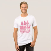 Vrolijk Kerstfeest - Roze Vakantie Ontwerp Tri-Blend Shirt (Voorkant volledig)