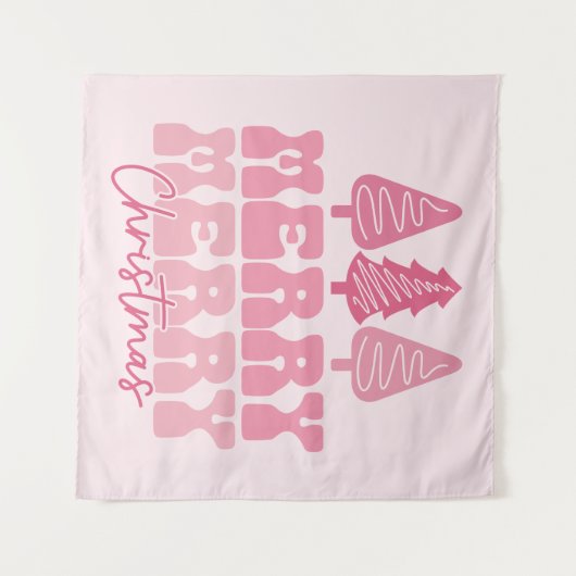 Vrolijk Kerstfeest - Roze Vakantie Ontwerp Wandkleed (Voorkant (horizontaal))