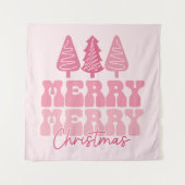 Vrolijk Kerstfeest - Roze Vakantie Ontwerp Wandkleed (Voorkant)